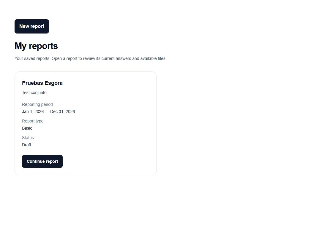 ESGora Assisted report dashboard